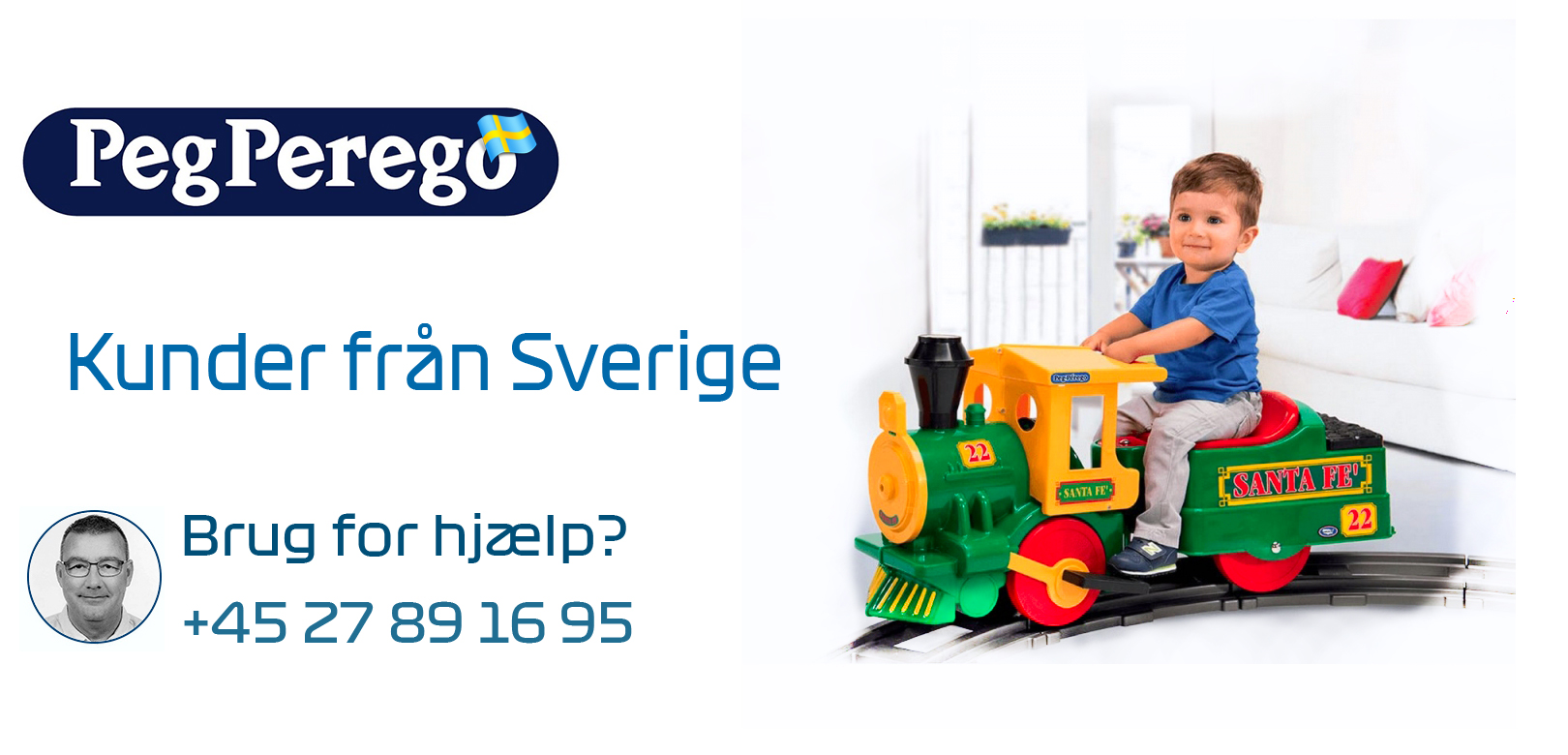 Kunder fra Sverige kan bestille Reservedele til deres Peg Perego elbil. Men ikke Hele Elbiler